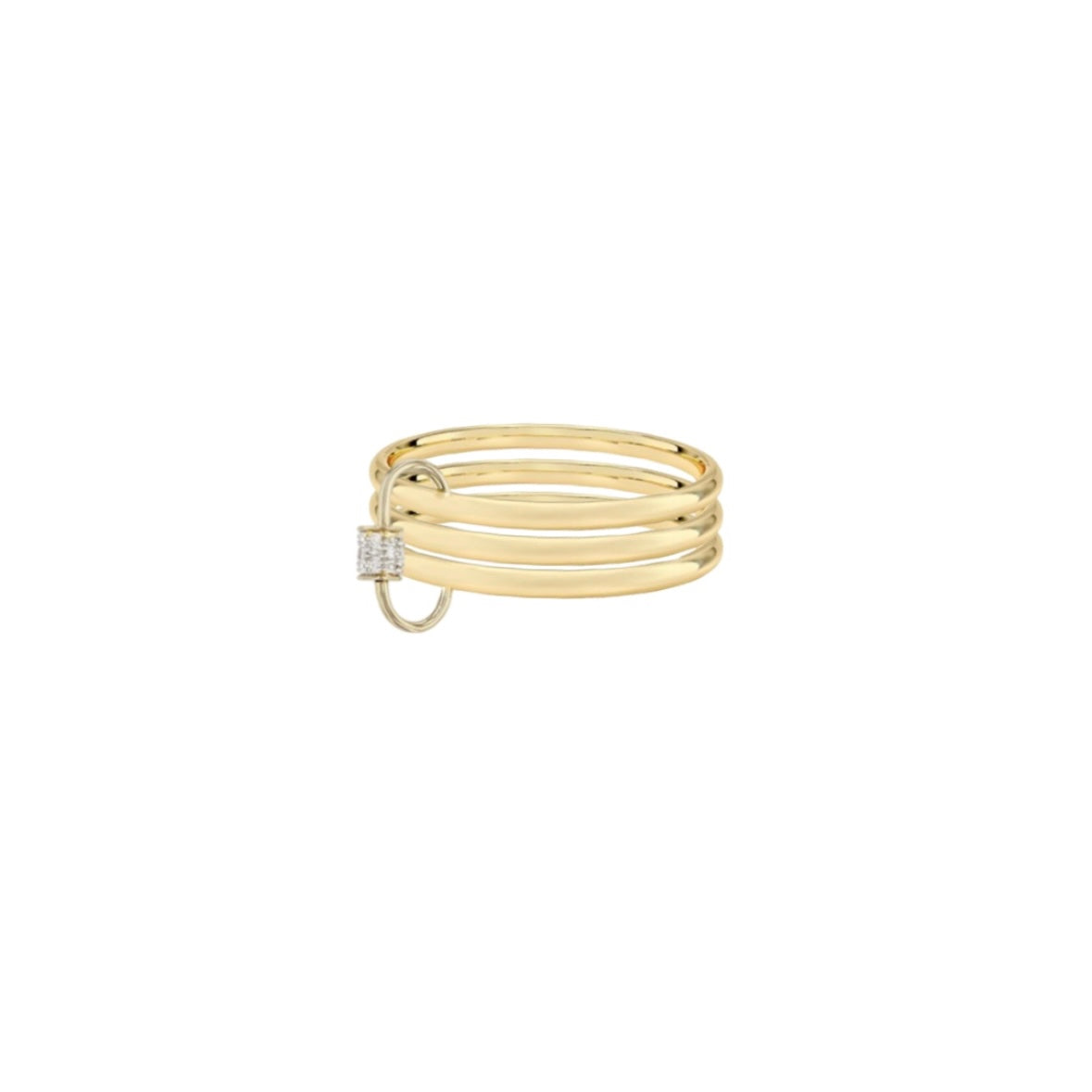 Carabiner Club Classic Pave Diamond Triple Gold Band Ring