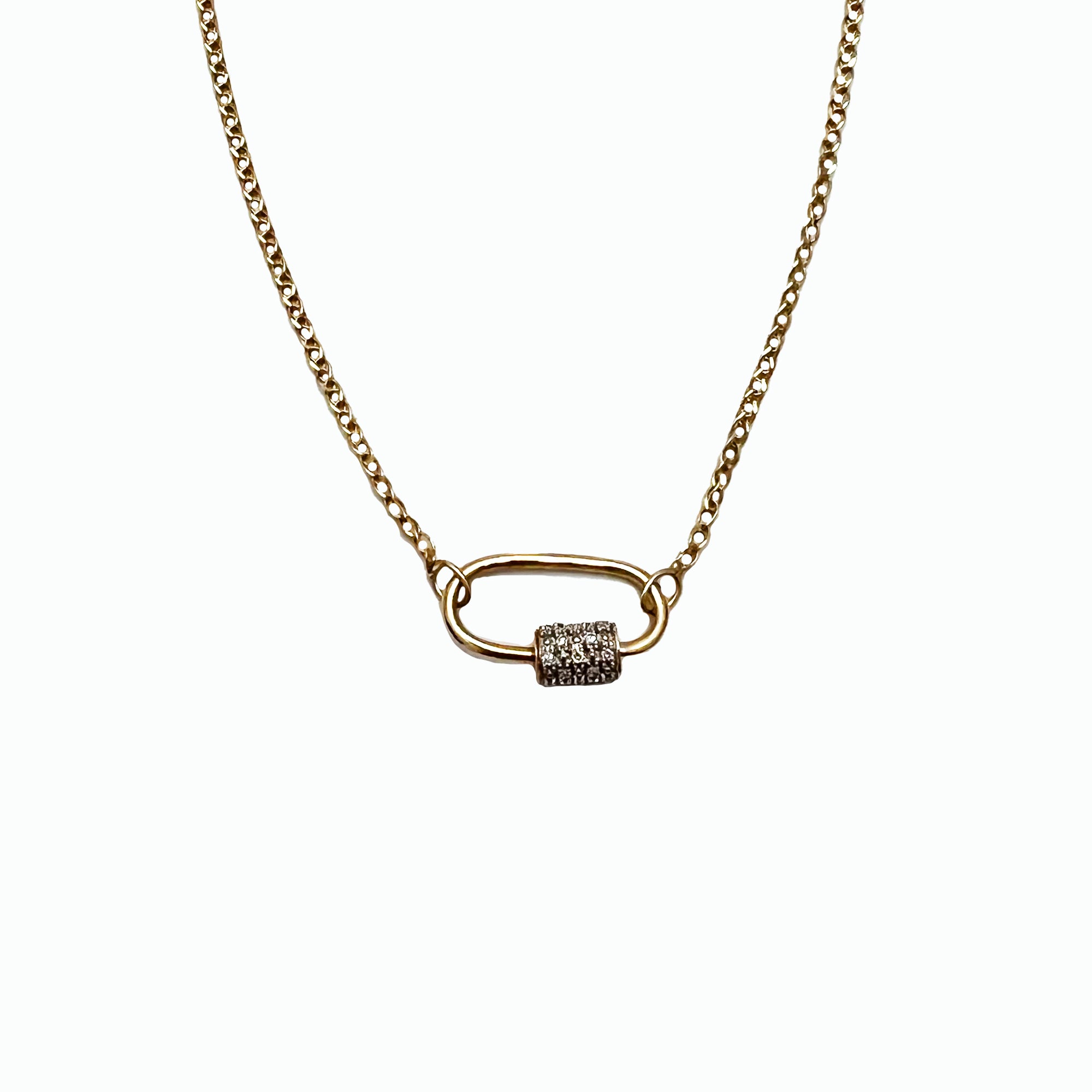 Carabiner Club 14K Gold Pavé Diamond Necklace